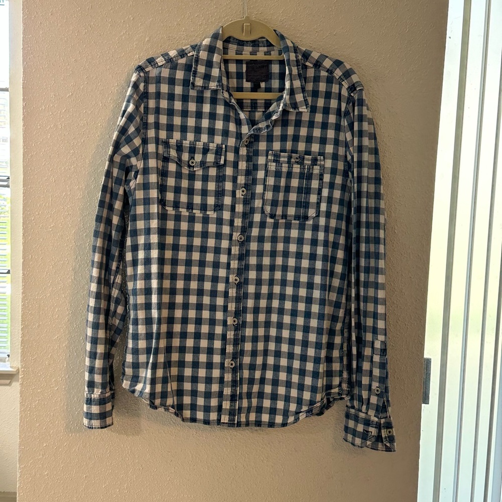 Joe’s Jeans Long Sleeve Shirt, Size Med Blue & White Man’s. - Picture 3 of 9
